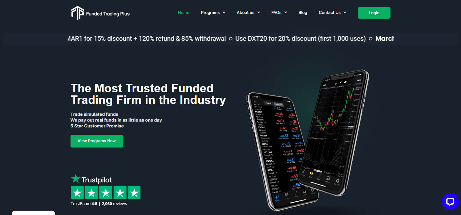 Funded Trading Plus website screenshot