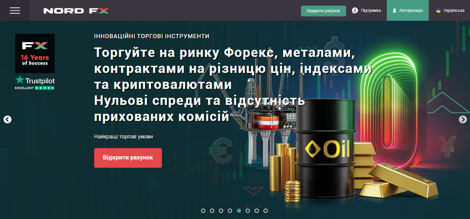 NordFX website screenshot