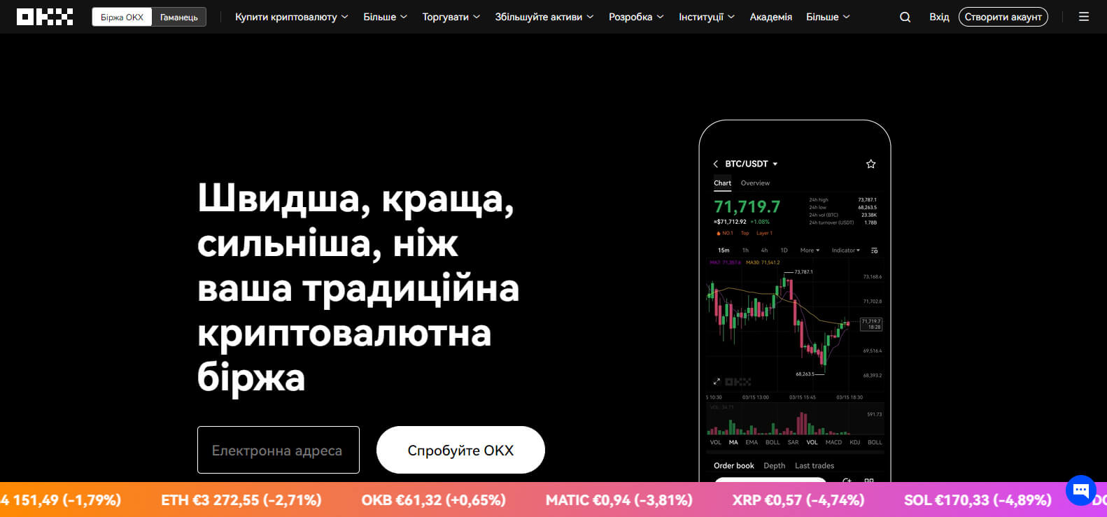 OKX website screenshot