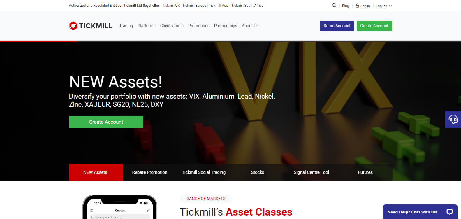 Tickmill website screenshot