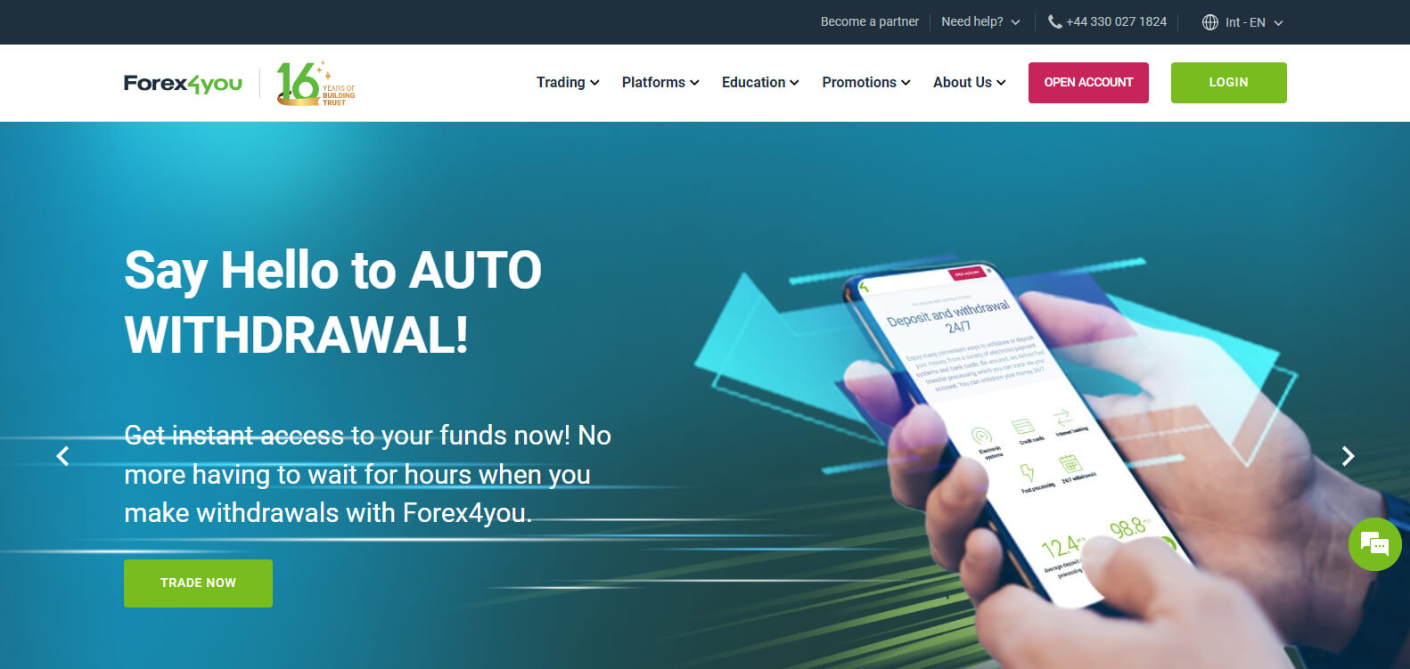 Forex4you website screenshot