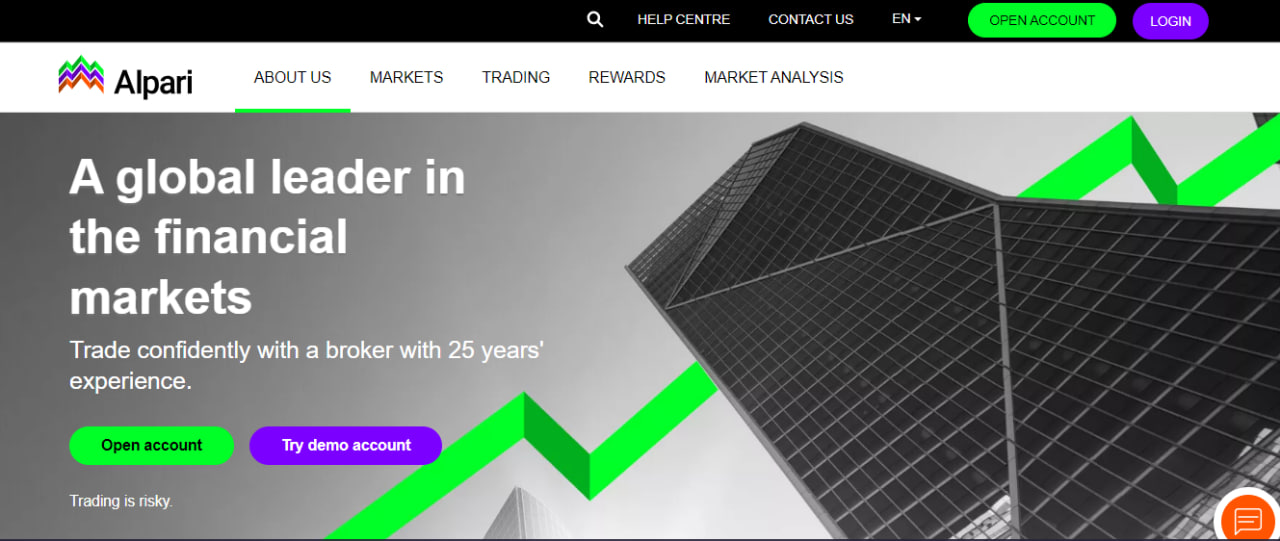Alpari website screenshot